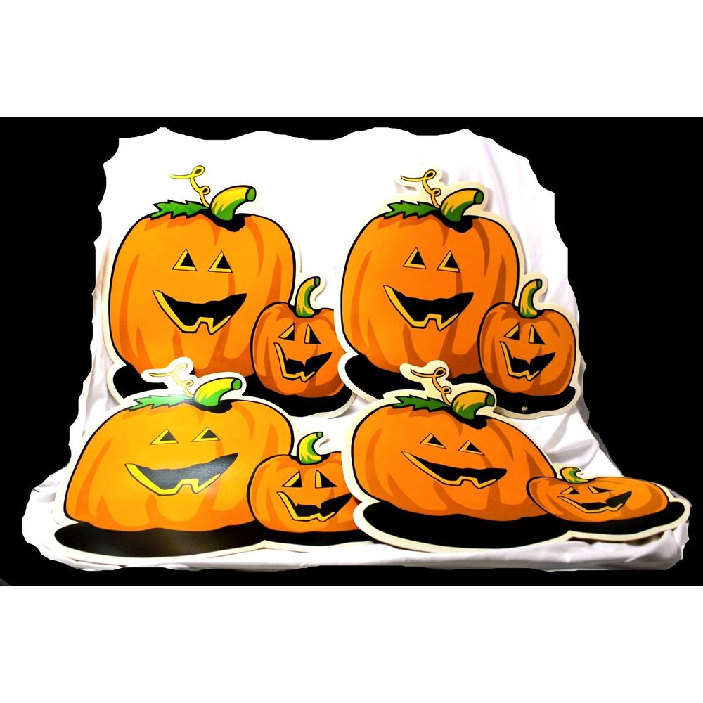 VTG 4 Eureka Pliable Retro Vinyl Dbl Halloween Jack-O-Lantern Die-Cut Placemats